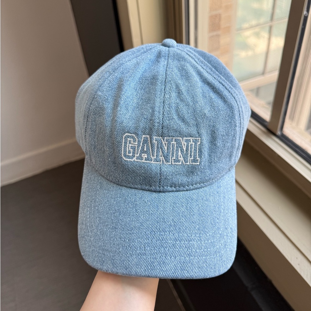 GANNI logo-embroidered denim baseball cap